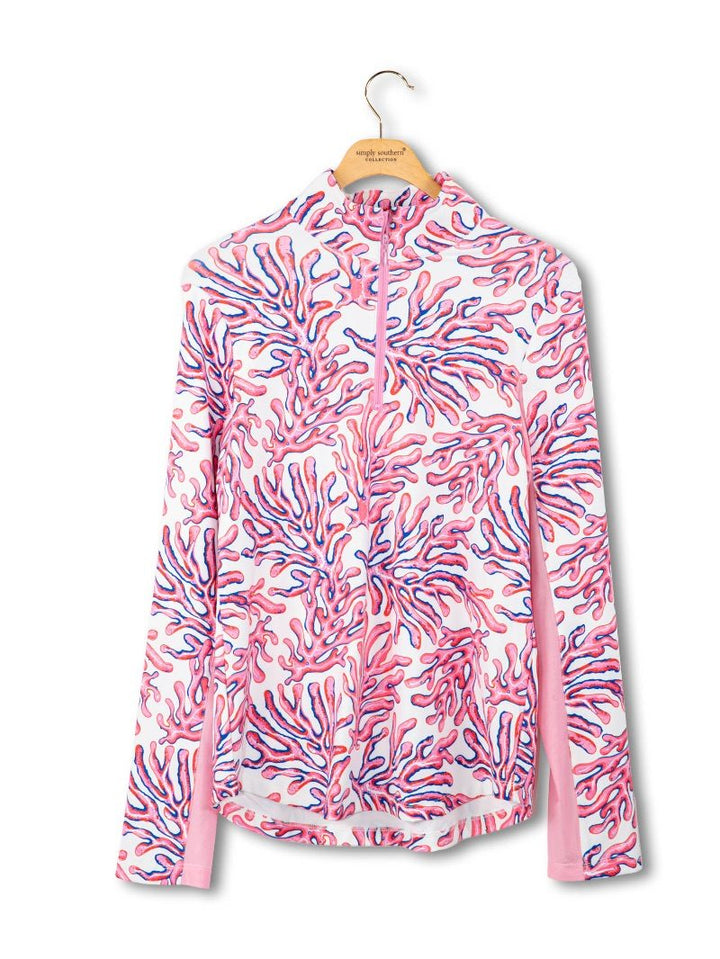 UPF Pullover Zip - Coral by Simply Southern
