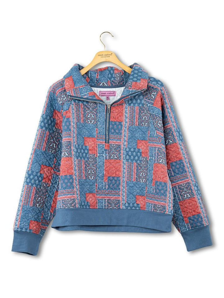 Americana Quilted Zip Pullover by Simply Southern