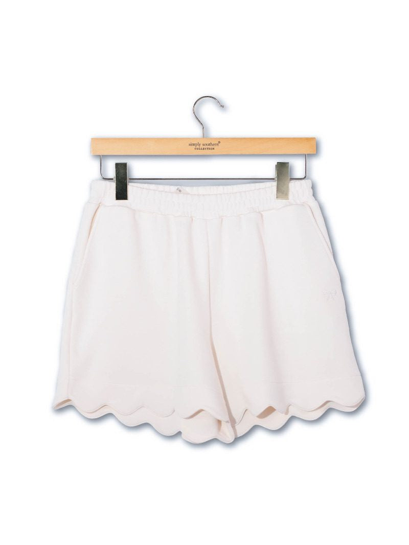 Scalloped Shorts - Pearl by Simply Southern (Ships Mid February)
