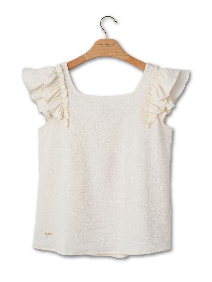Coquette Top - Cream by Simply Southern