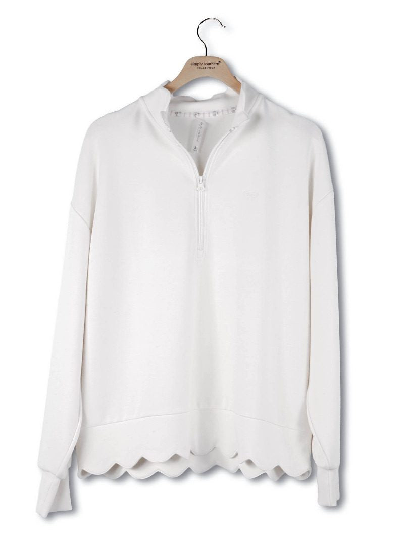 Scalloped Pullover Top - Pearl by Simply Southern