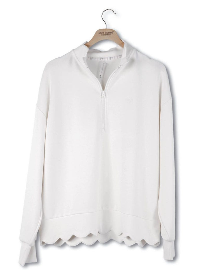 Scalloped Pullover Top - Pearl by Simply Southern
