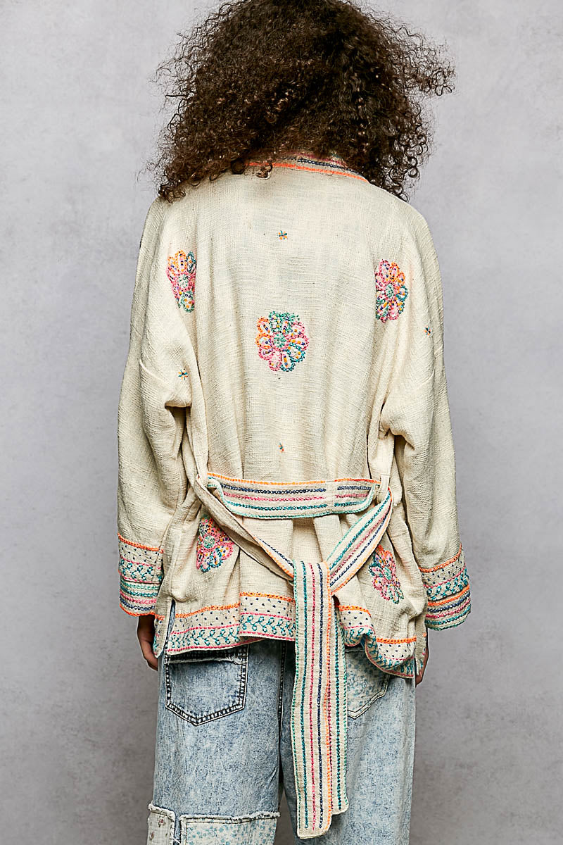 Embroidered Kimono Cardigan by POL