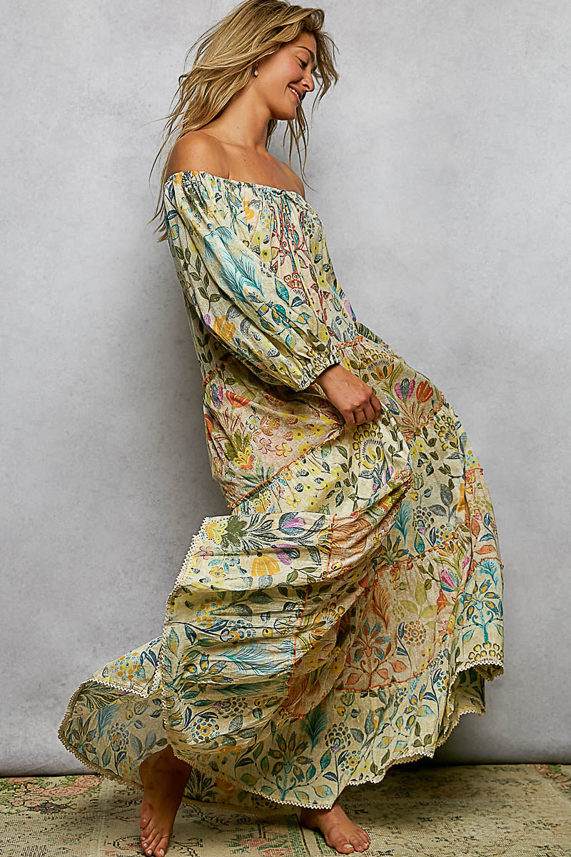 Off the Shoulder Long Sleeve Maxi by POL