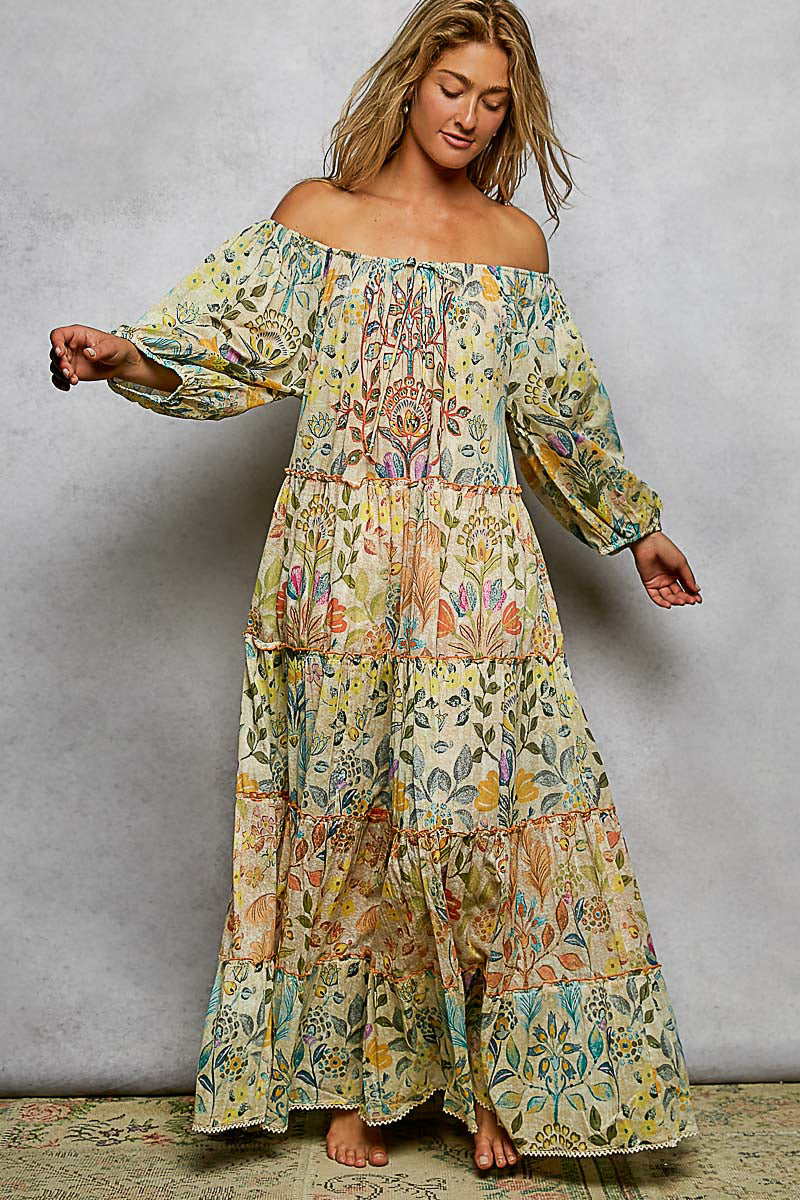 Off the Shoulder Long Sleeve Maxi by POL
