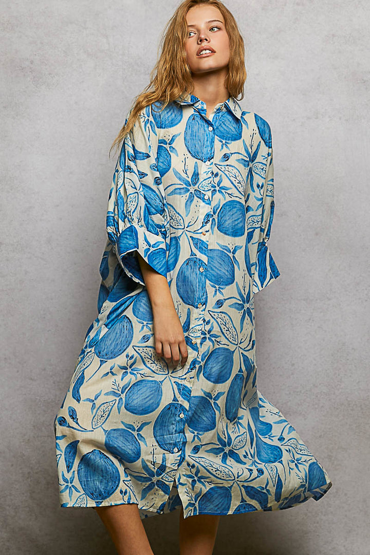 Blue Citron Shirtdress by POL