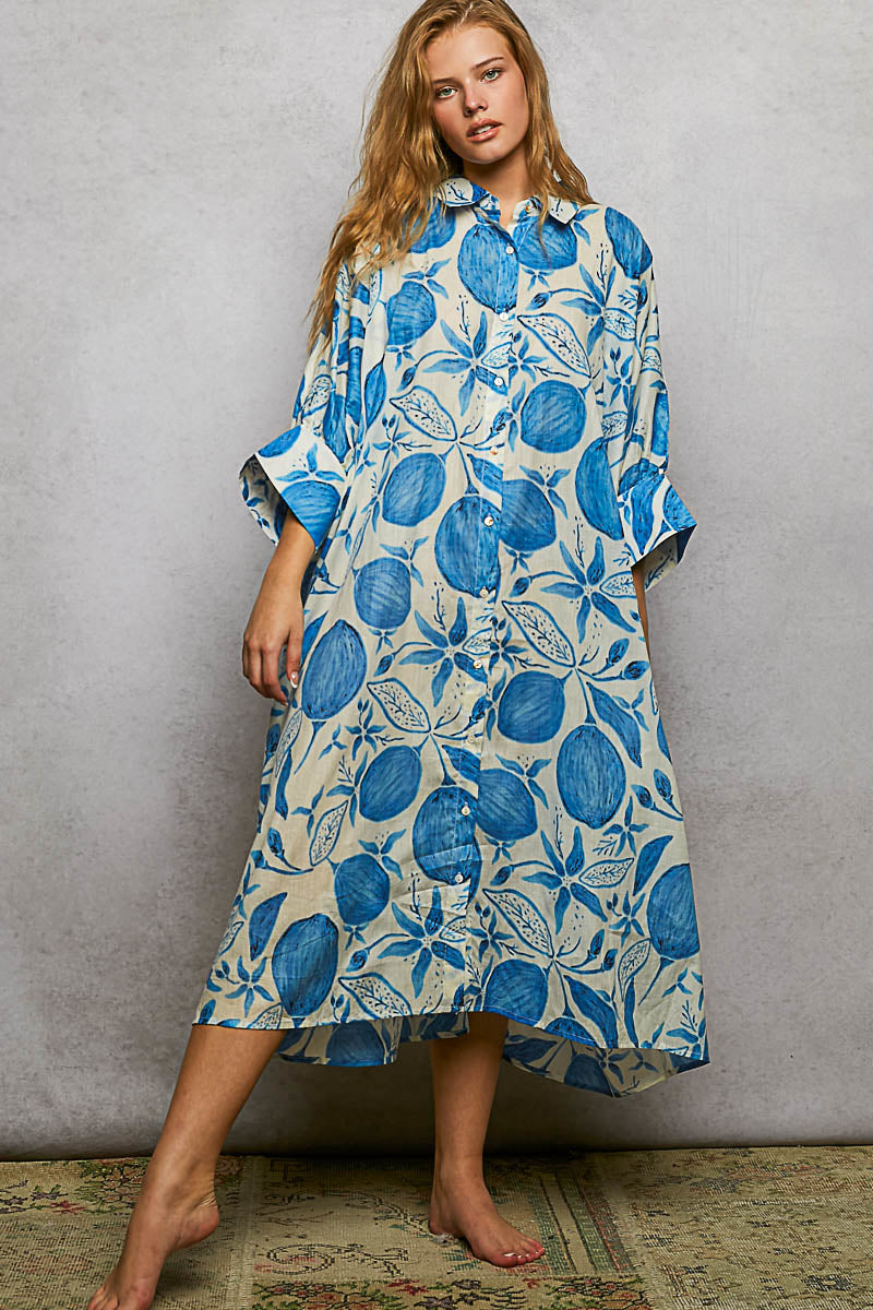 Blue Citron Shirtdress by POL