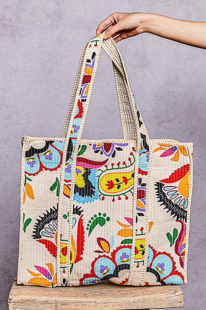 JAN ARRAY: Quilted Tote by POL - Choice of Print (Ships in April)