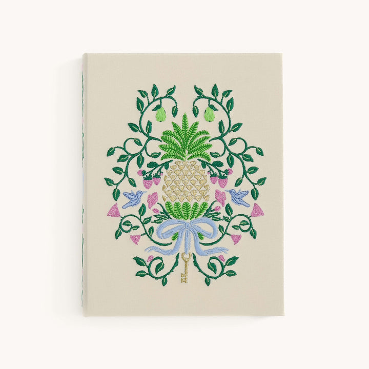 Embroidered Pineapple Crest Linen Journal by Emily Ley