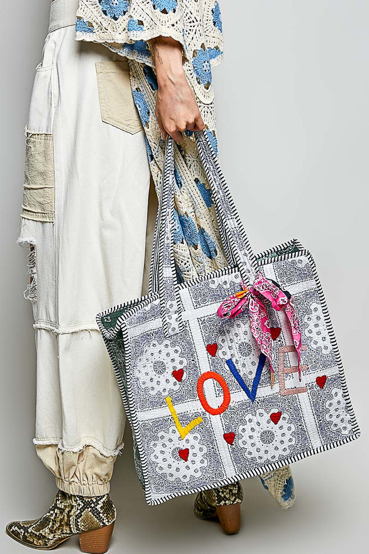 'Love' Quilted Tote Bag by POL