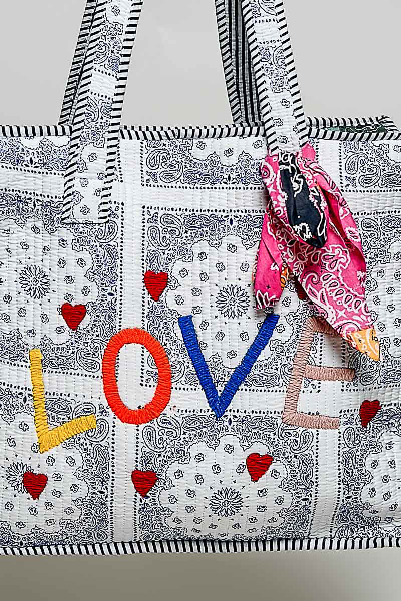 'Love' Quilted Tote Bag by POL