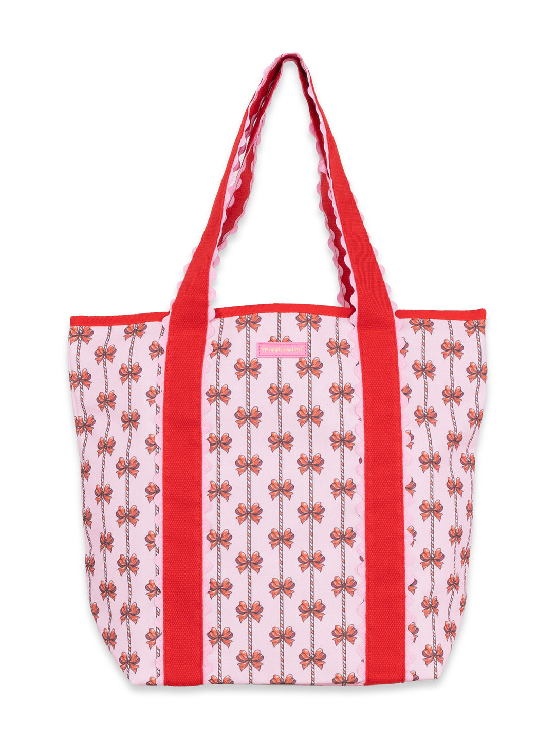 Cute Scalloped Holiday Tote - Peppermint Bow by Simply Southern