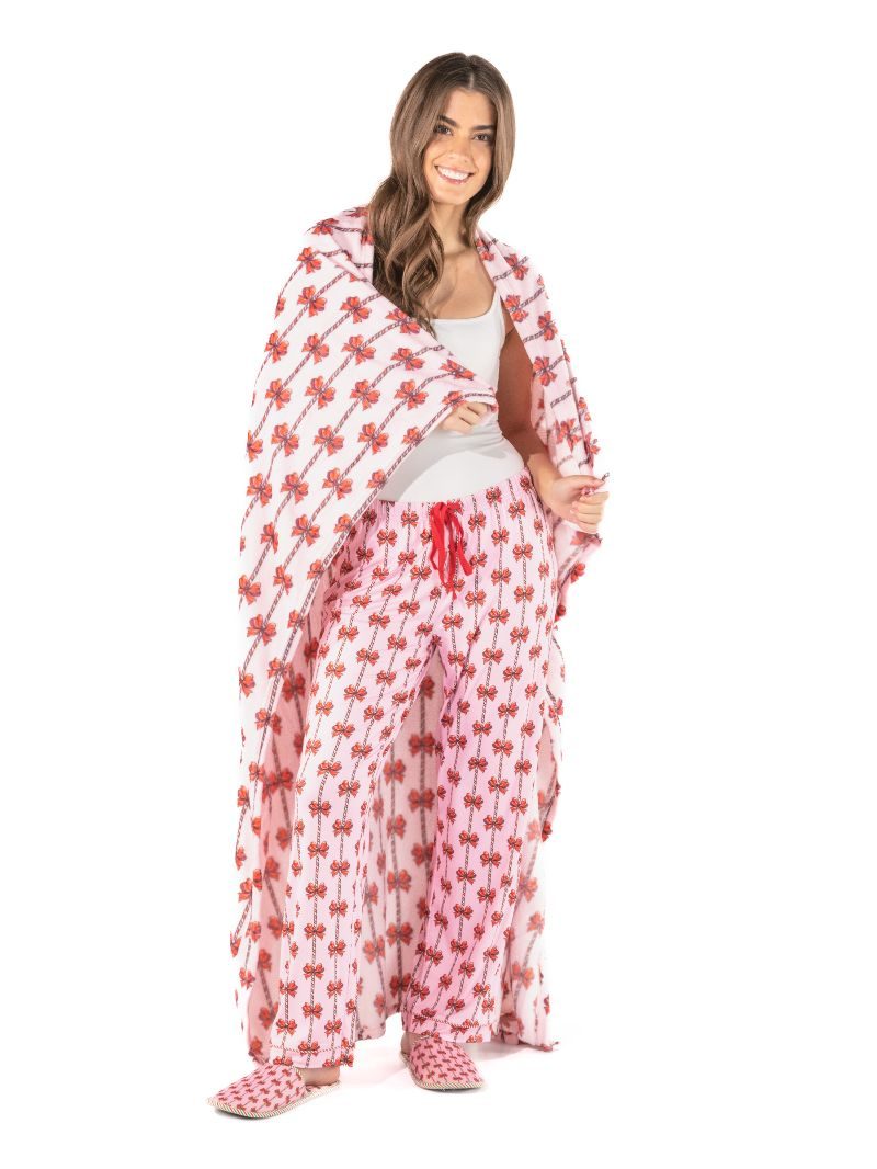 JUNE MARKET: Holiday Simply Soft Blanket - Peppermint Bows by Simply Southern (Ships Late July)