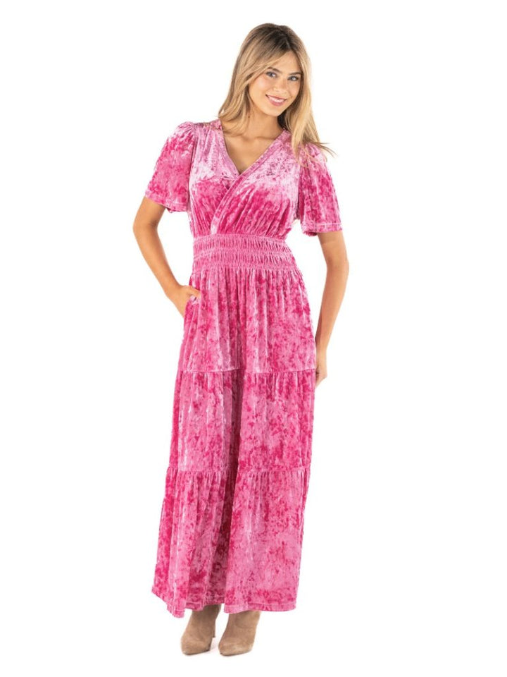 JUNE MARKET: Elma Velvet Dress - Pink by Simply Southern (Ships Late July)