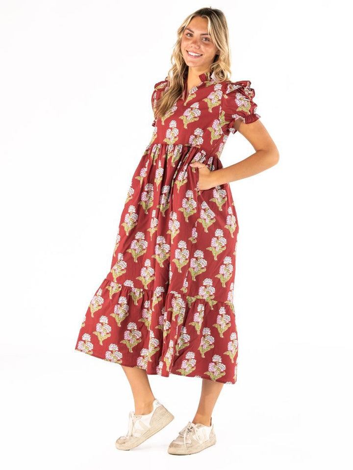 JUNE-MARKET: Harper Dress - Maroon by Simply Southern (Ships Late September)