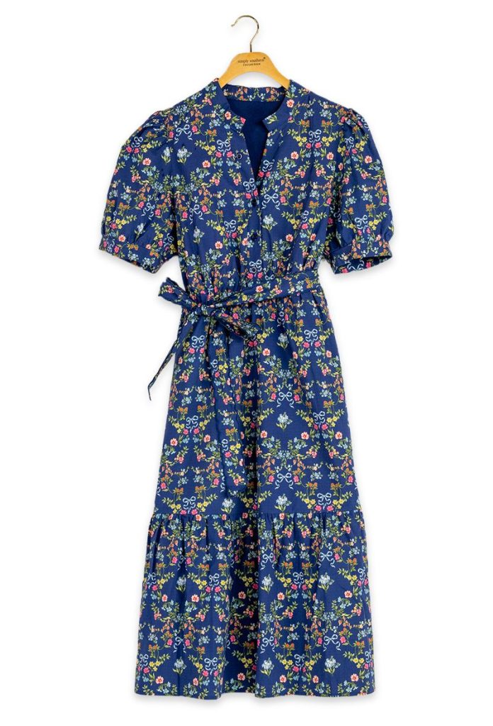 JUNE-MARKET: Victoria Midi Dress - Ribbon Floral by Simply Southern (Ships Late September)