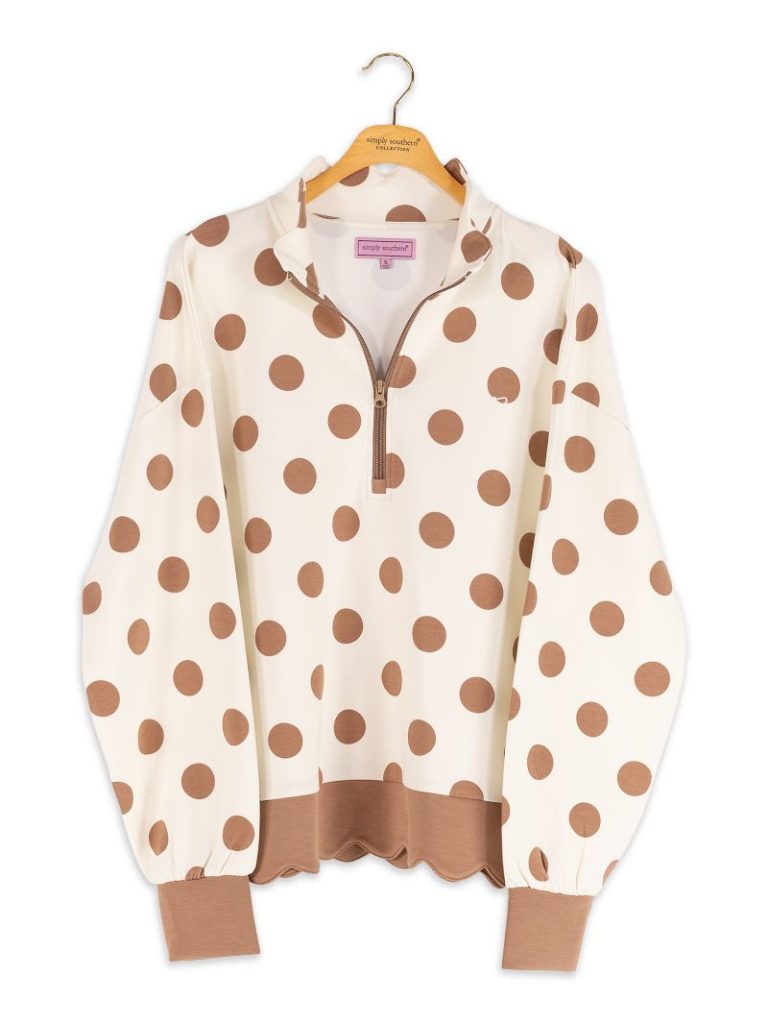 Dotted Scalloped Lounge Pullover - Cream by Simply Southern