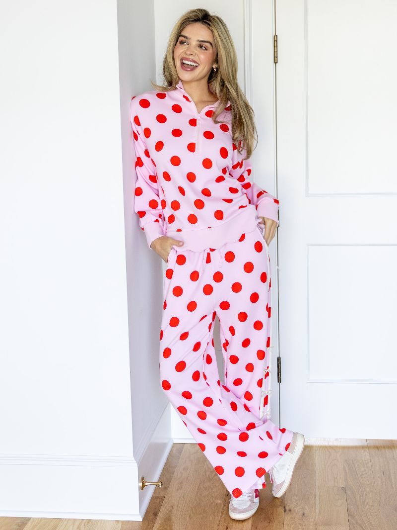 Dotted Scalloped Lounge Pullover - Pink by Simply Southern