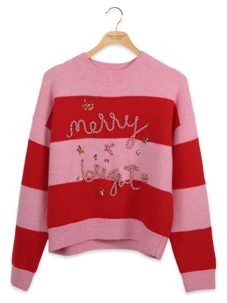 Holiday Striped Sweater by Simply Southern