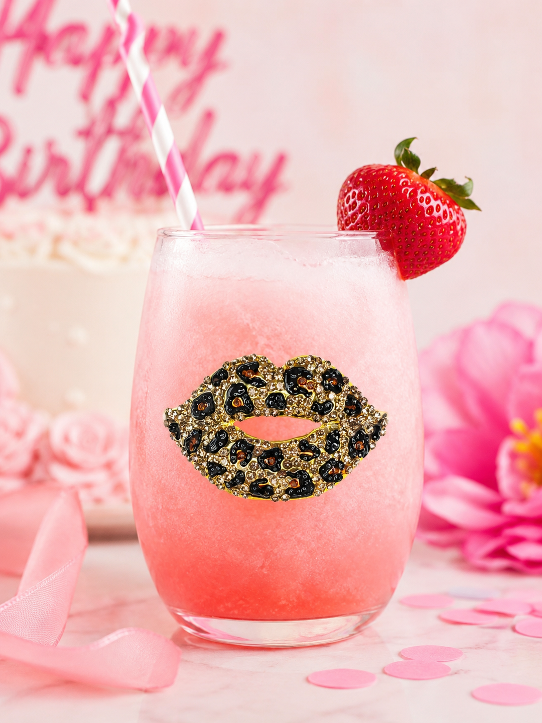JUNE PREORDER: Leopard Lips Stemless by the Queens Jewels (Ships in 2-3 Weeks)