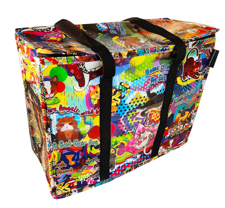 Kitty-tude Happy Shopper Zip Top Thermal Tote