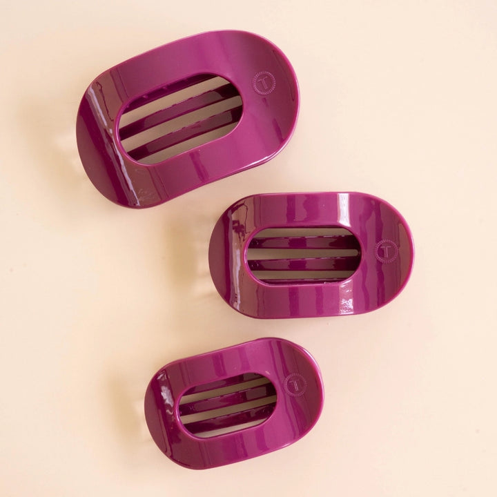 Medium Teleties Flat Oval Clip - Mulberry