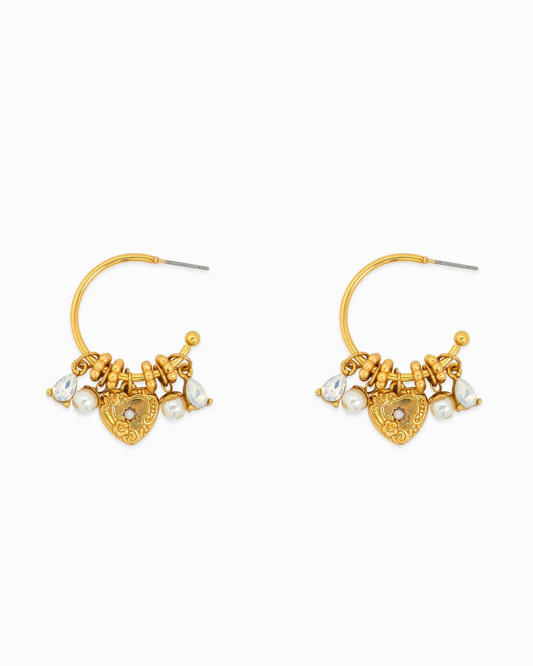 Matte Heartstruck Rondelle Hoop Earrings - Gold
