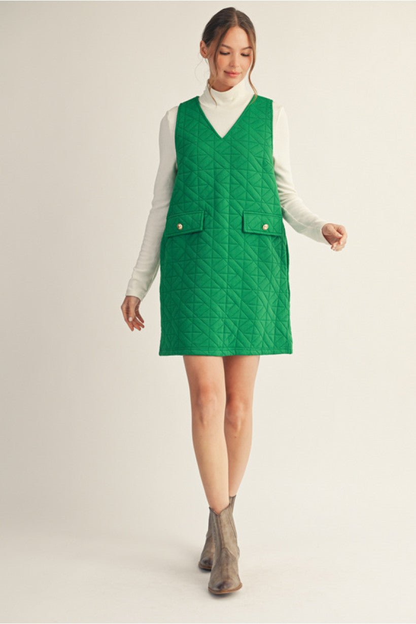Textured Sleeveless Shift Dress - Kelly Green by Jodifl