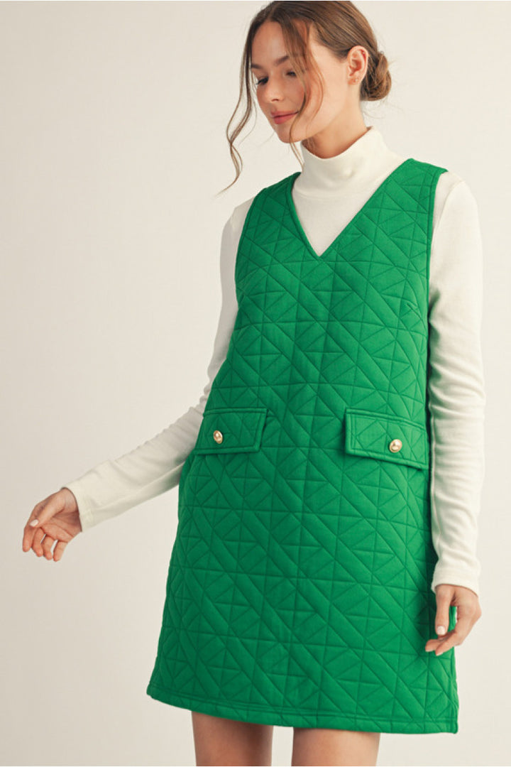 Textured Sleeveless Shift Dress - Kelly Green by Jodifl