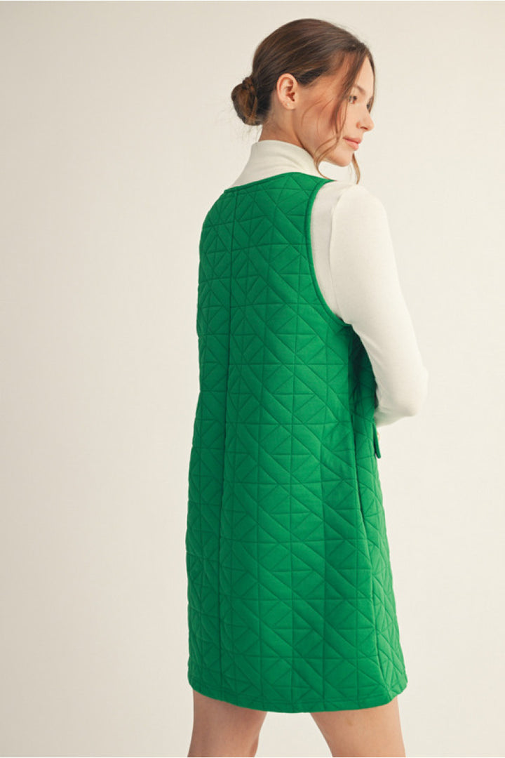 Textured Sleeveless Shift Dress - Kelly Green by Jodifl