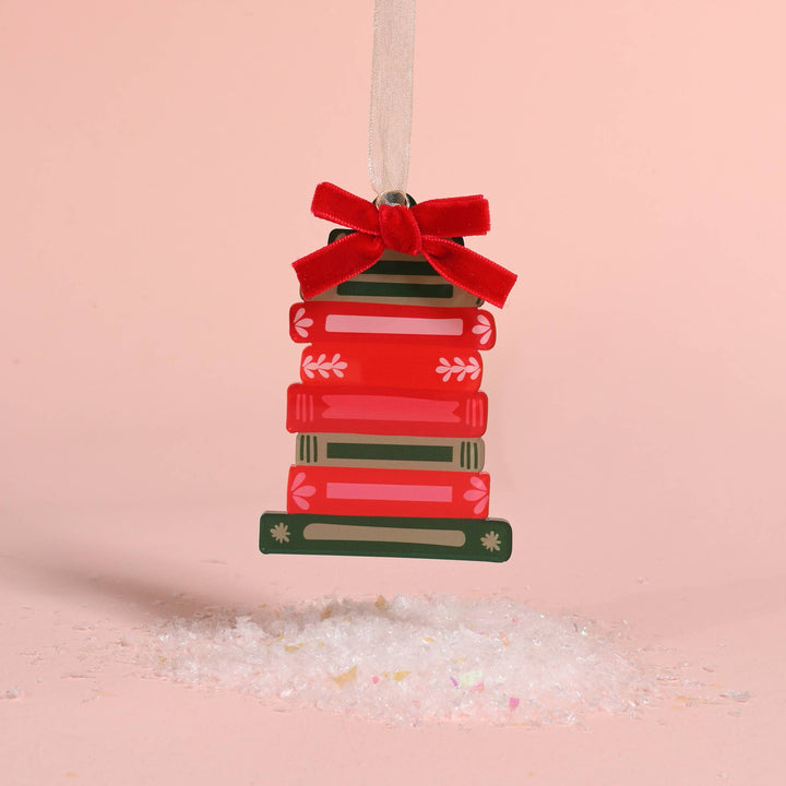 Preppy Christmas Holiday Ornament - Bookstack by The Darling Effect