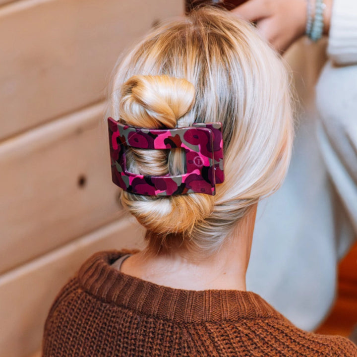 Large Teleties Flat Rectangle Clip - Garden Glam