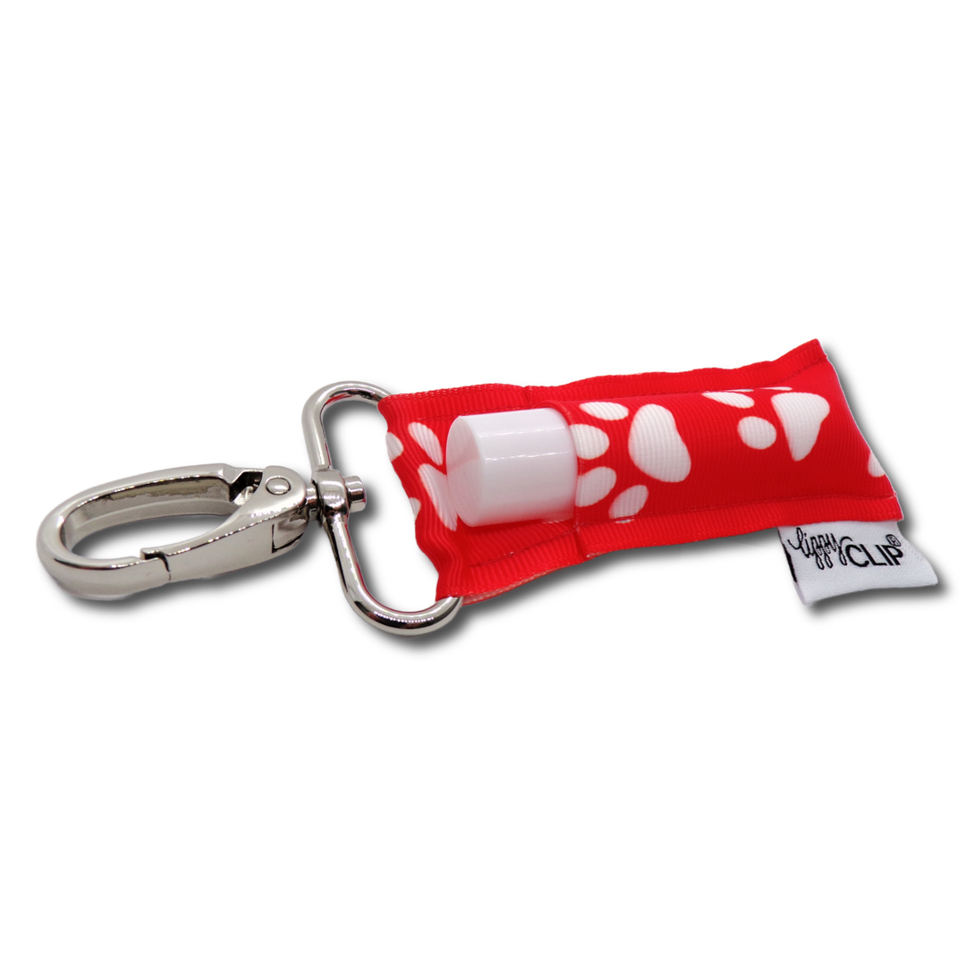 Red Orange Paw Prints LippyClip® Lip Balm Holder (PREORDER: Ships in 2-3 Weeks)