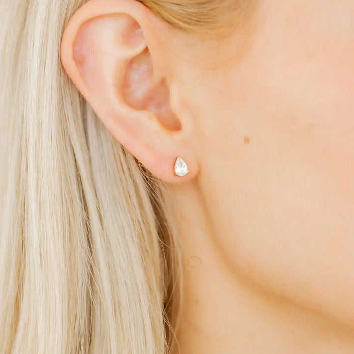 Screwback Stud Earrings - Paige Pear By Linny Co (Ships in 2-3 Weeks)