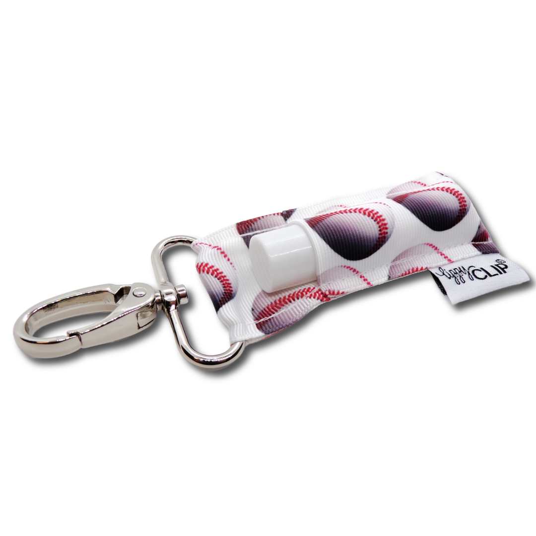 Baseballs on White LippyClip® Lip Balm Holder (PREORDER: Ships in 2-3 Weeks)