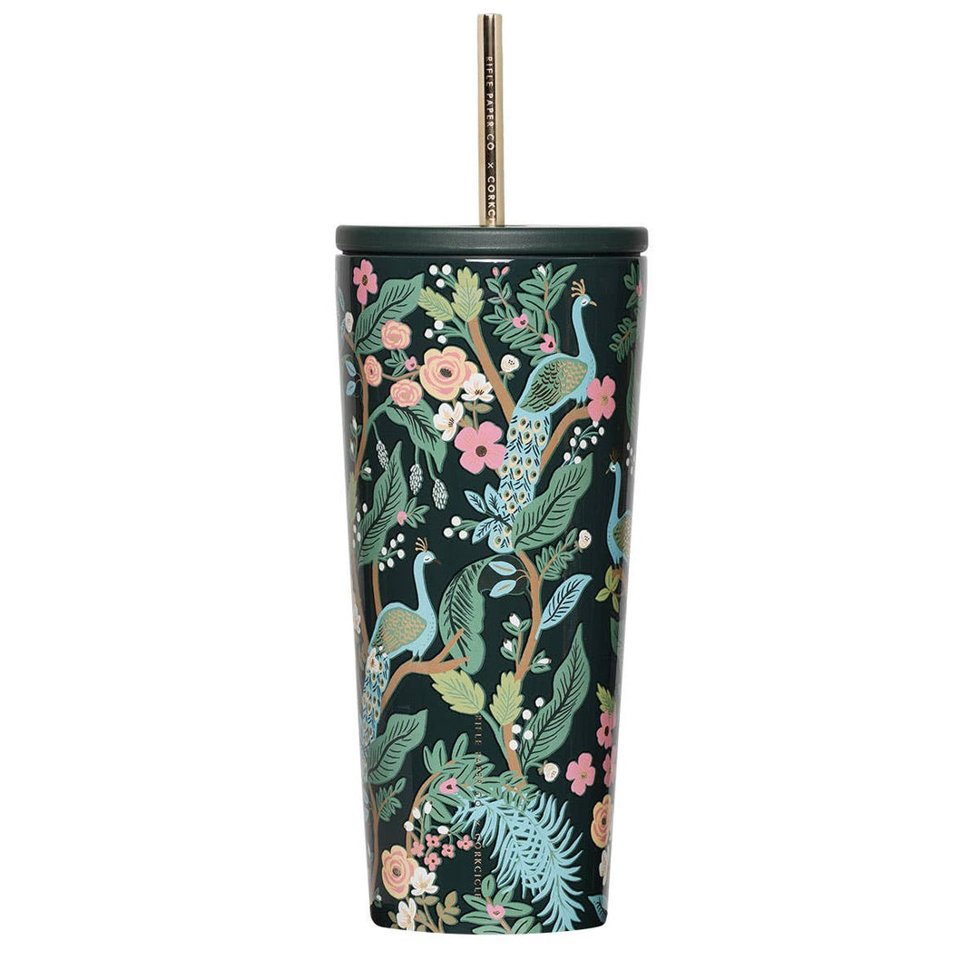 Peacock Blue 24 oz Cold Cup by Corkcicle x Rifle Paper Co