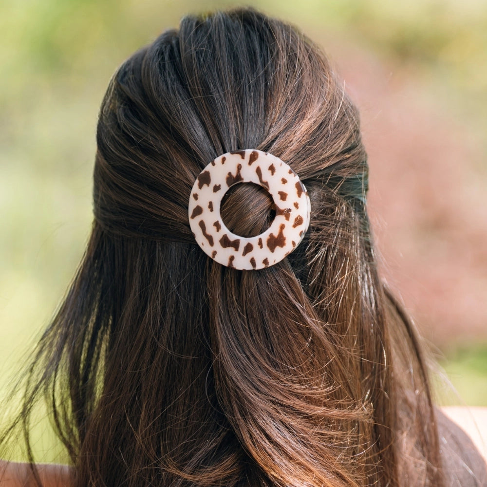 Medium Teleties Flat Open Circle Clip - Blonde Tortoise (Ships Next Week)