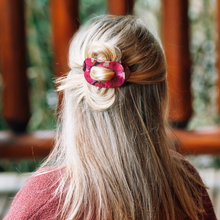Small Teleties Flat Oval Clip - Garden Glam