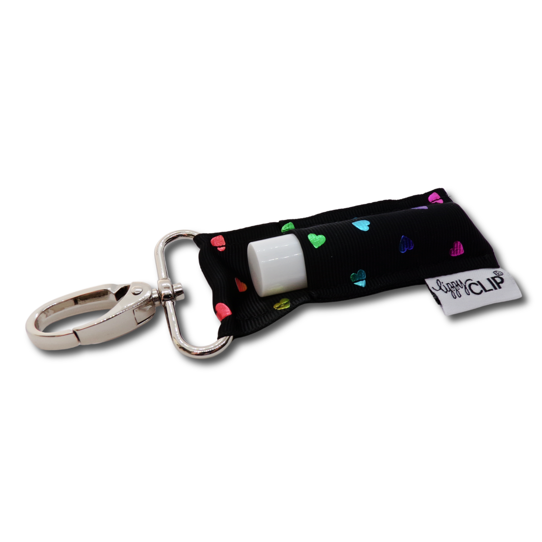 Rainbow Hearts on Black LippyClip® (PREORDER: Ships in 2-3 Weeks)