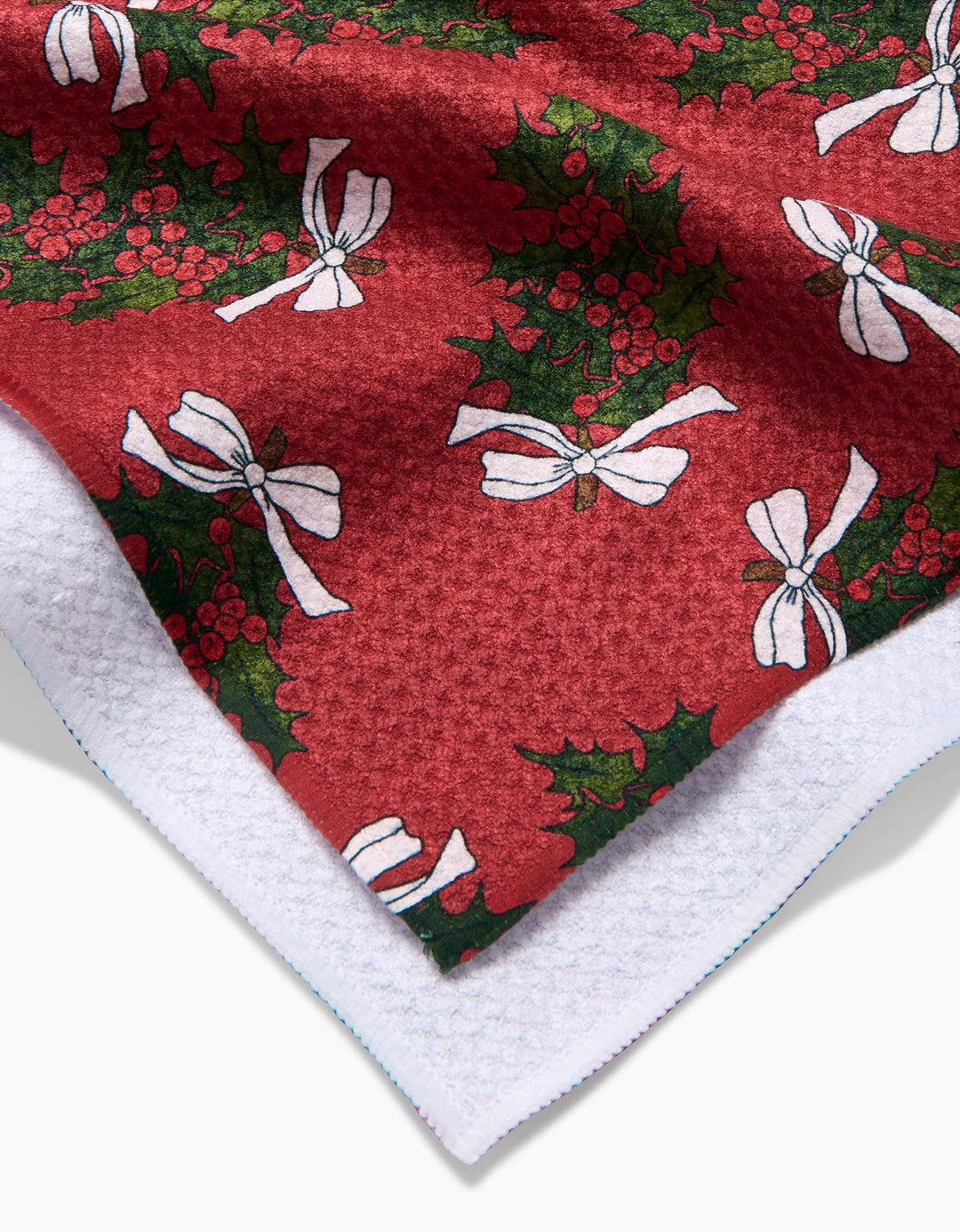 Christmas Berry Bow Tea Towel by Geometry