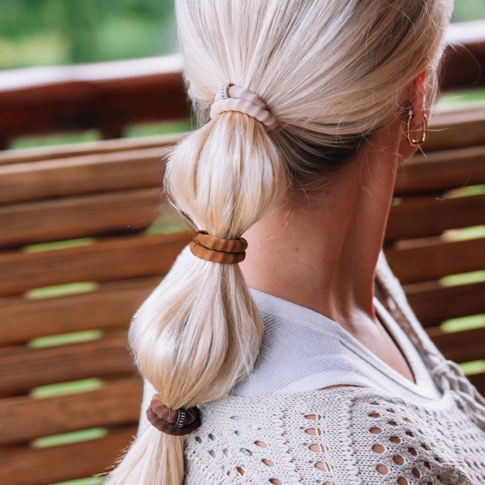 Teleties Nylon Hair Ties - Small Band Pack of 3 - Espresso Yourself