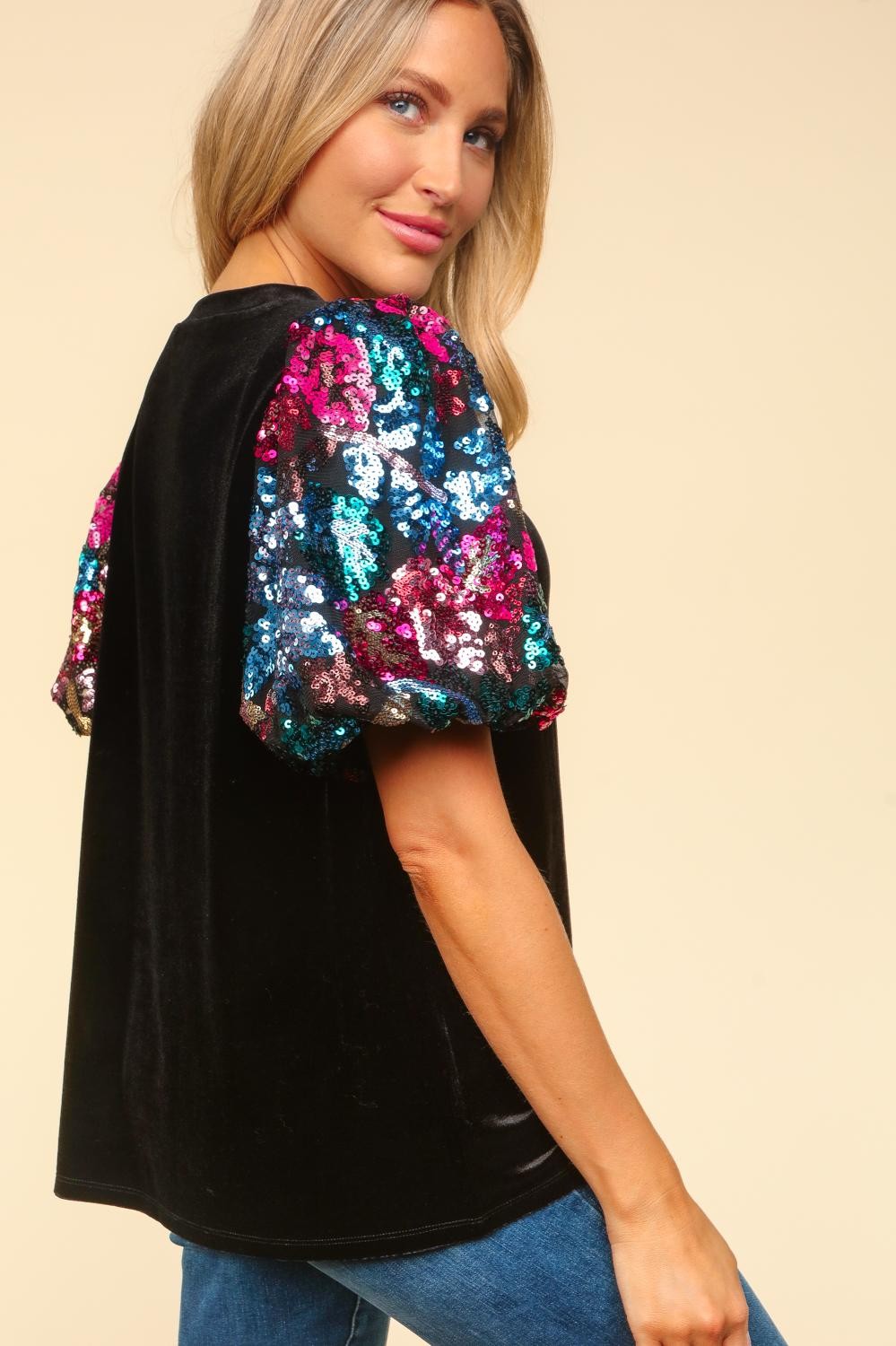 floral sequin top