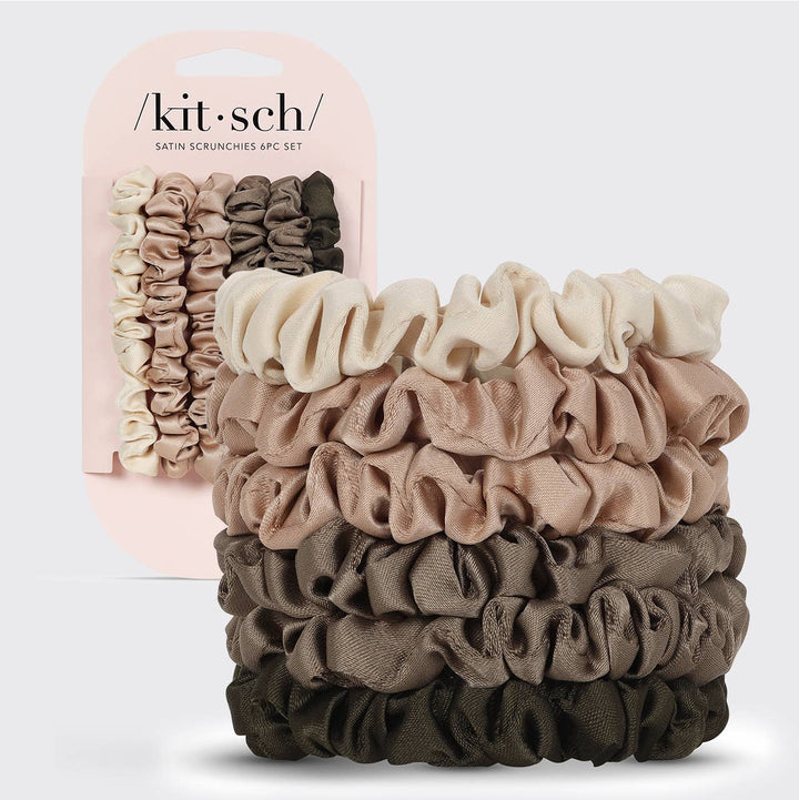 Ultra Petite Satin Scrunchies Set of 6 - Eucalyptus