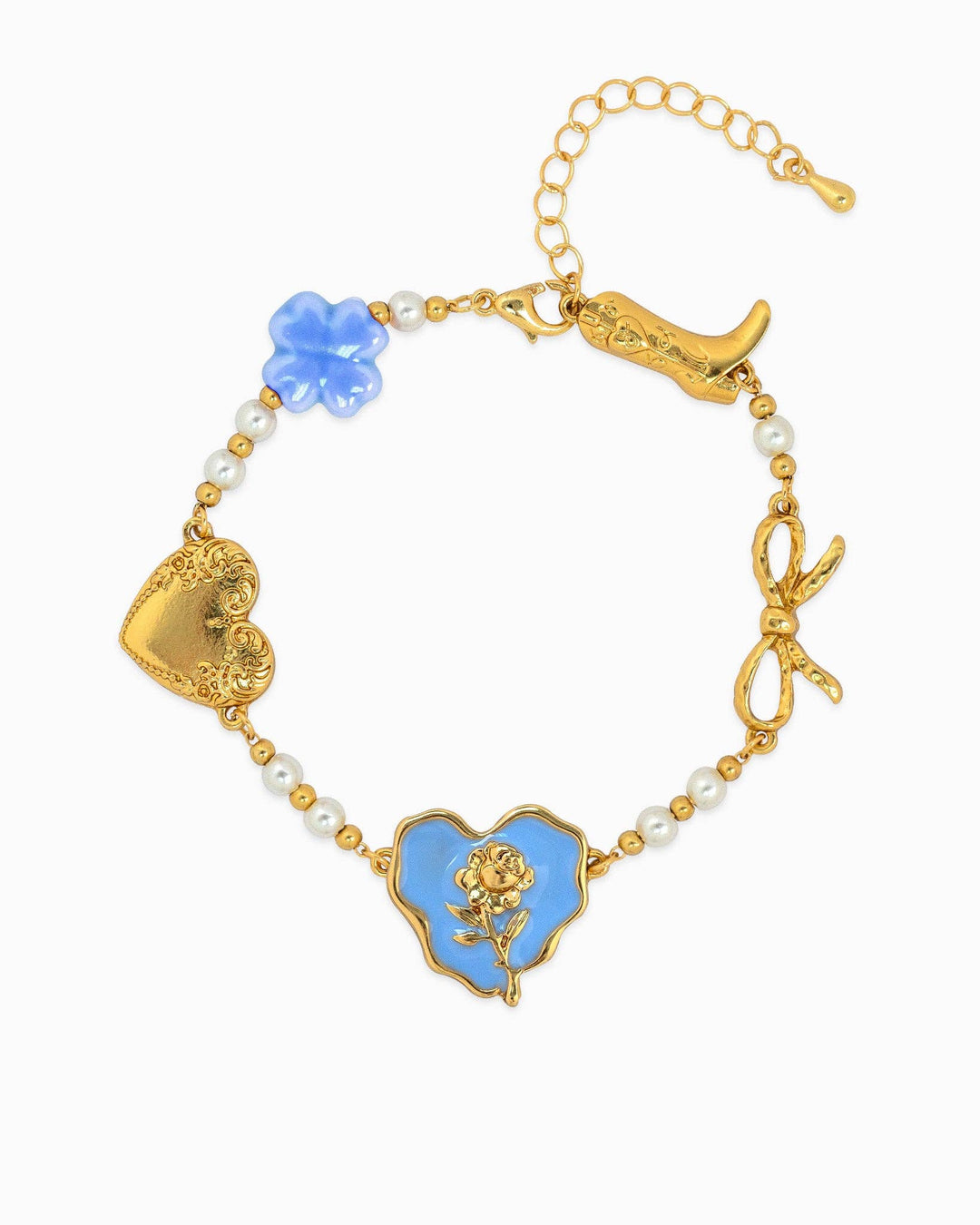 Once Upon a Rose Heart Western Bracelet - Blue