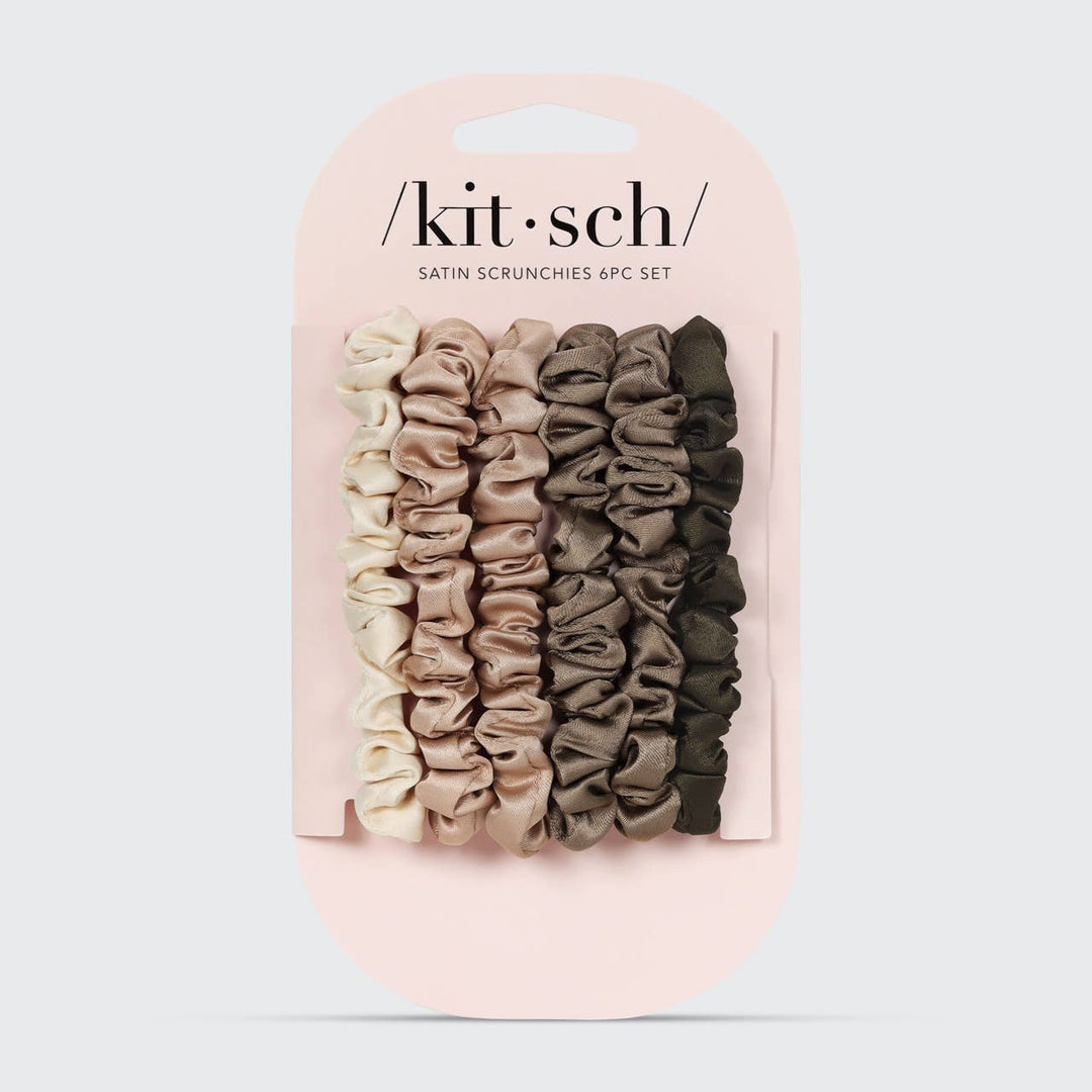 Ultra Petite Satin Scrunchies Set of 6 - Eucalyptus