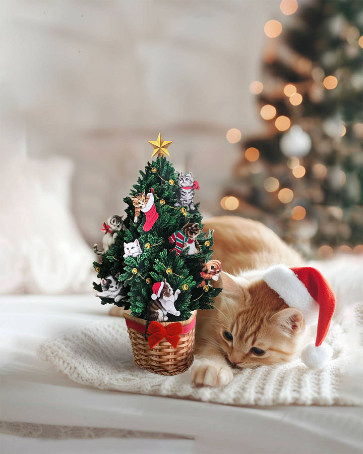 Mini Meowy Christmas Tree Pop-Up Greeting Card
