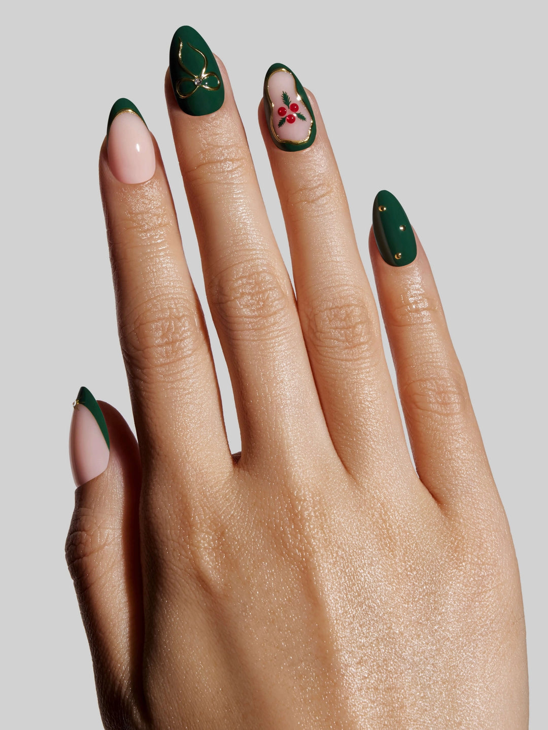 Evergreen Ribbon Press-On Nails by Celebritips