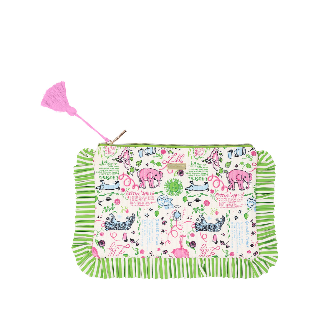Quilted Ruffle Pouch by Lilly Pulitzer - Celebrate with Lilly