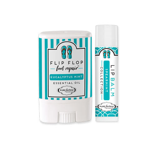 Mini Flip Flop Foot Repair &amp; Lip Balm Set - Eucalyptus Mint by Pure Factory (Ships in 3 Weeks)