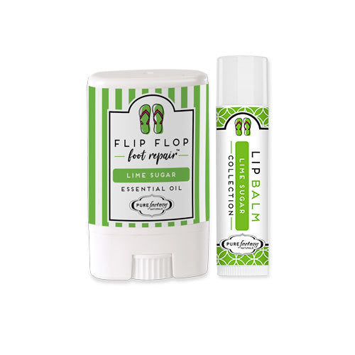 Mini Flip Flop Foot Repair &amp; Lip Balm Set - Lime Sugar by Pure Factory